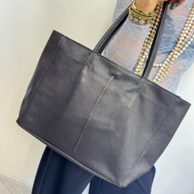 SHOPPY shopper in pelle blu