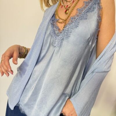 LACE top in raso