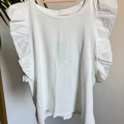 FIORE tshirt volant bianca