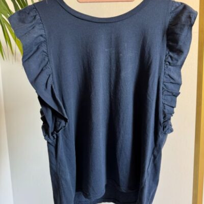FIORE tshirt volant blu