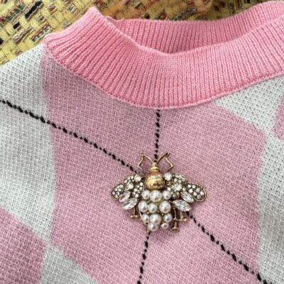 Spilla APE strass bianco