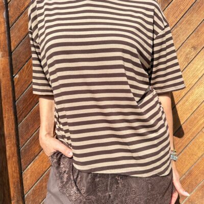 MARINA t-shirt righe e pizzo