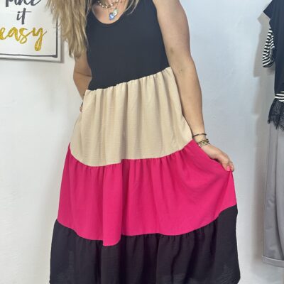 RIO abito balze fuxia