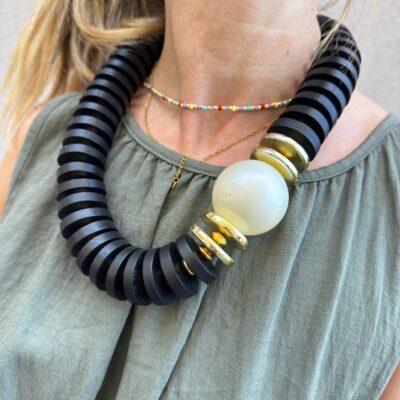 ZANZIBAR collana dischetti legno nero