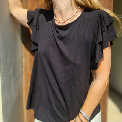PAULINE blusa mezze maniche nero